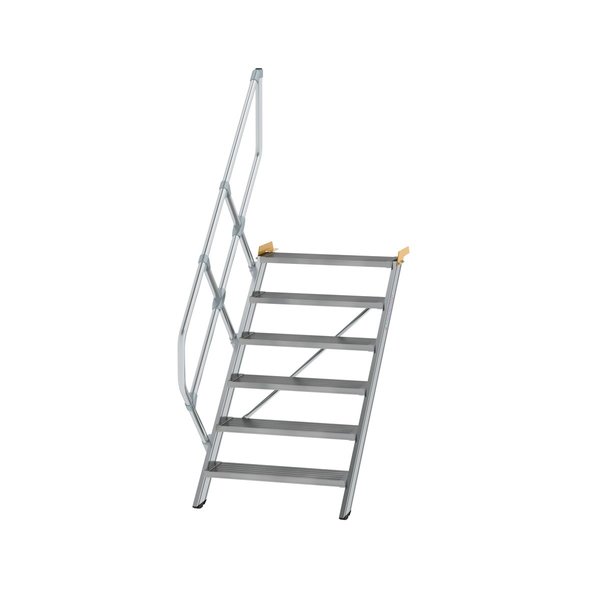 Günzburger Steigtechnik Treppe 45° Stufenbreite 800 mm 6 Stufen Aluminium geriffelt