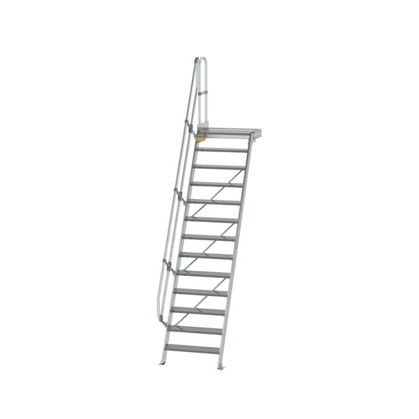 Günzburger Steigtechnik Treppe mit Plattform 60° Stufenbreite 800 mm 13 Stufen Aluminium geriffelt