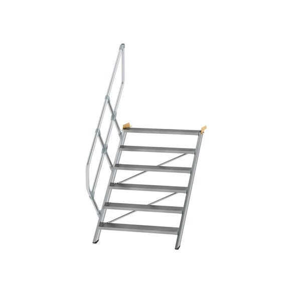 Günzburger Steigtechnik Treppe 45° Stufenbreite 1000 mm 6 Stufen Aluminium geriffelt