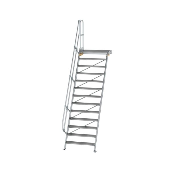 Günzburger Steigtechnik Treppe mit Plattform 60° Stufenbreite 1000 mm 13 Stufen Aluminium geriffelt