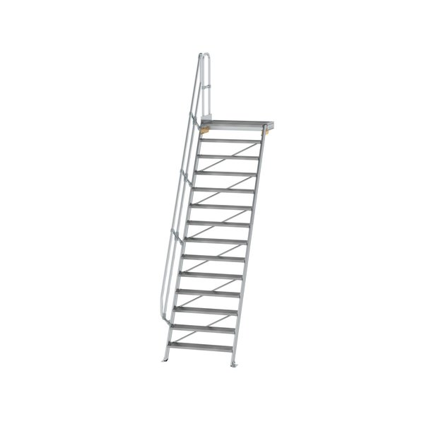 Günzburger Steigtechnik Treppe mit Plattform 60° Stufenbreite 1000 mm 14 Stufen Aluminium geriffelt