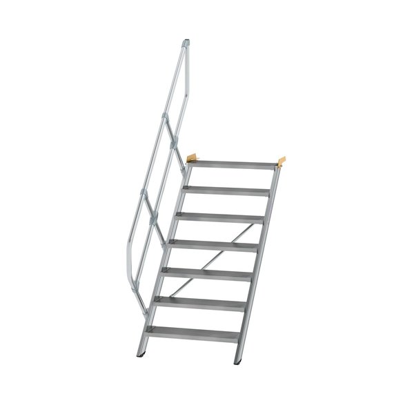 Günzburger Steigtechnik Treppe 45° Stufenbreite 800 mm 7 Stufen Aluminium geriffelt