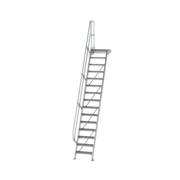 Günzburger Steigtechnik Treppe mit Plattform 60° Stufenbreite 600 mm 15 Stufen Aluminium geriffelt