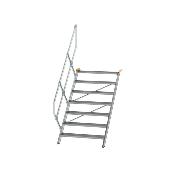 Günzburger Steigtechnik Treppe 45° Stufenbreite 1000 mm 7 Stufen Aluminium geriffelt