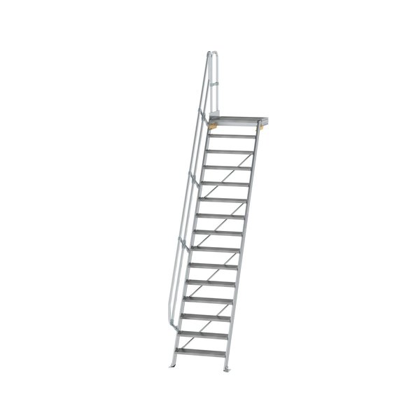 Günzburger Steigtechnik Treppe mit Plattform 60° Stufenbreite 800 mm 15 Stufen Aluminium geriffelt