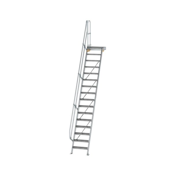 Günzburger Steigtechnik Treppe mit Plattform 60° Stufenbreite 600 mm 16 Stufen Aluminium geriffelt