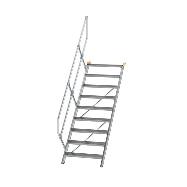 Günzburger Steigtechnik Treppe 45° Stufenbreite 800 mm 9 Stufen Aluminium geriffelt