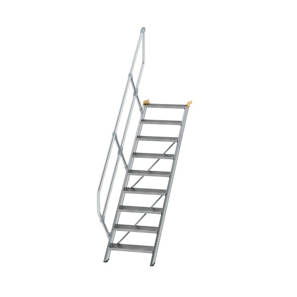 Günzburger Steigtechnik Treppe 45° Stufenbreite 600 mm 9 Stufen Aluminium geriffelt