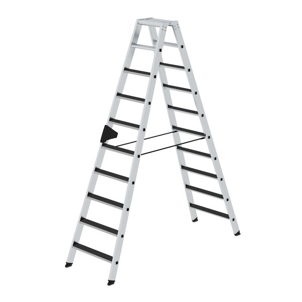 Günzburger Steigtechnik Stufen-Stehleiter beidseitig begehbar mit clip-step R 13 2x10 Stufen