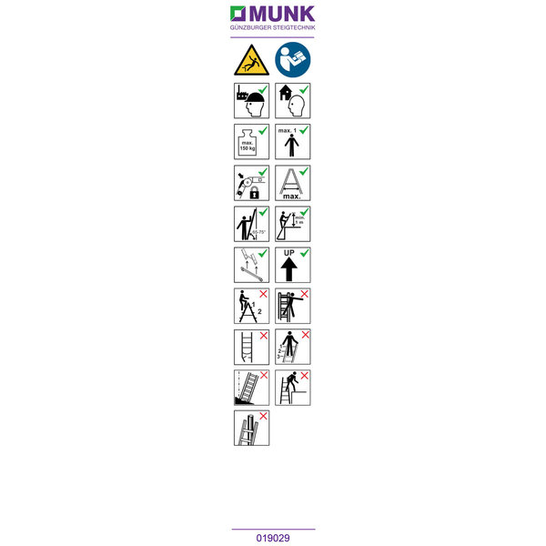 Günzburger Steigtechnik Hinweis-Aufkleber für Klappleitern 2-teilig Aufkleber 19029
