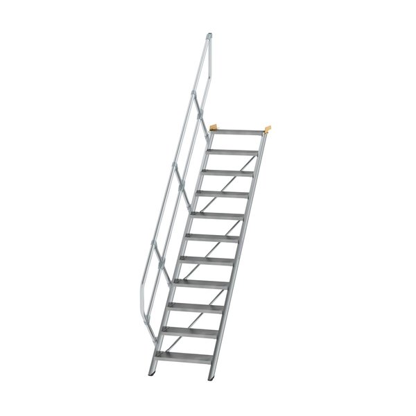 Günzburger Steigtechnik Treppe 45° Stufenbreite 600 mm 11 Stufen Aluminium geriffelt