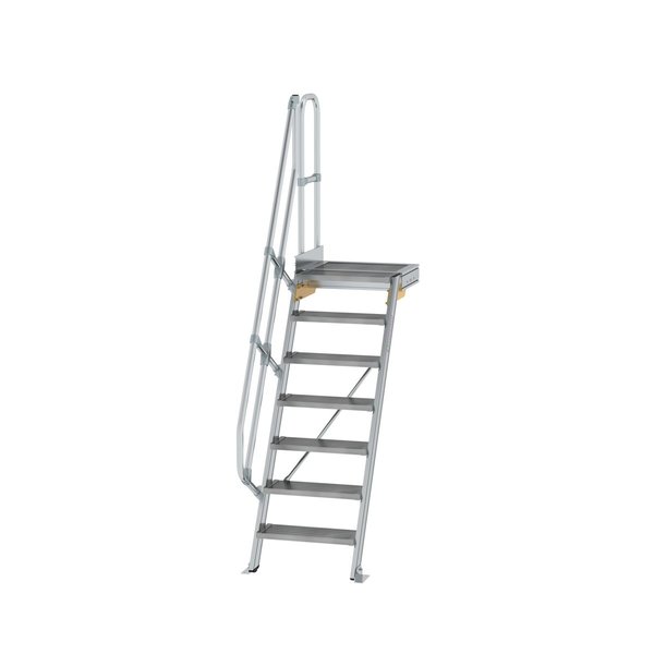 Günzburger Steigtechnik Treppe mit Plattform 60° Stufenbreite 600 mm 7 Stufen Aluminium geriffelt