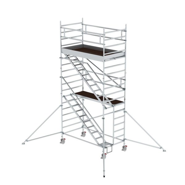 Günzburger Steigtechnik Rollgerüst 1,35 x 2,45 m mit Schrägaufstiegen & Ausleger Plattformhöhe 4,47 m