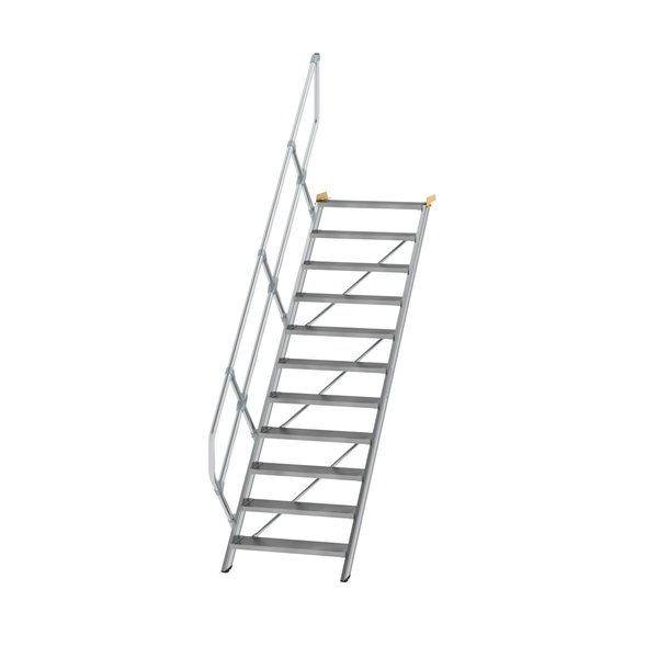 Günzburger Steigtechnik Treppe 45° Stufenbreite 800 mm 11 Stufen Aluminium geriffelt