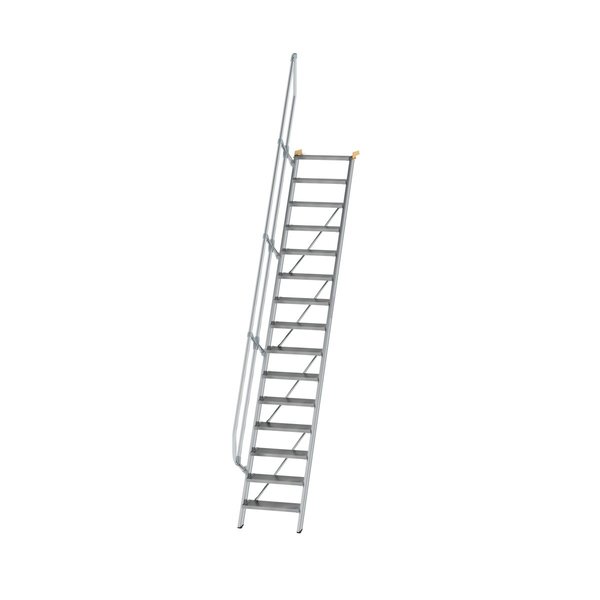 Günzburger Steigtechnik Treppe 60° Stufenbreite 600 mm 15 Stufen Aluminium geriffelt