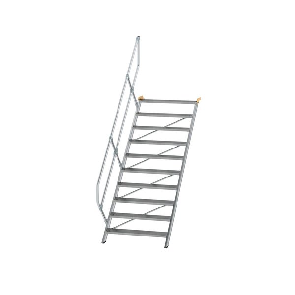 Günzburger Steigtechnik Treppe 45° Stufenbreite 1000 mm 11 Stufen Aluminium geriffelt