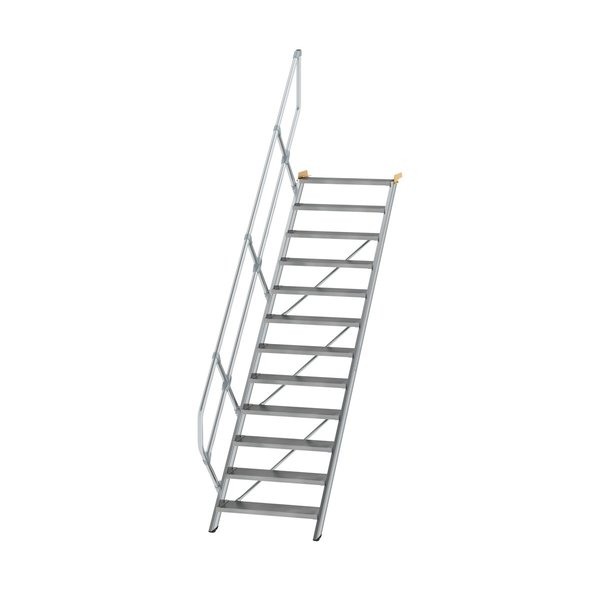 Günzburger Steigtechnik Treppe 45° Stufenbreite 800 mm 12 Stufen Aluminium geriffelt