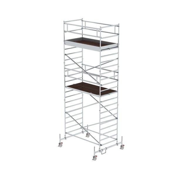 Günzburger Steigtechnik Rollgerüst 1,35 x 2,45 m mit Fahrbalken & Doppel-Plattform Plattformhöhe 5,45 m