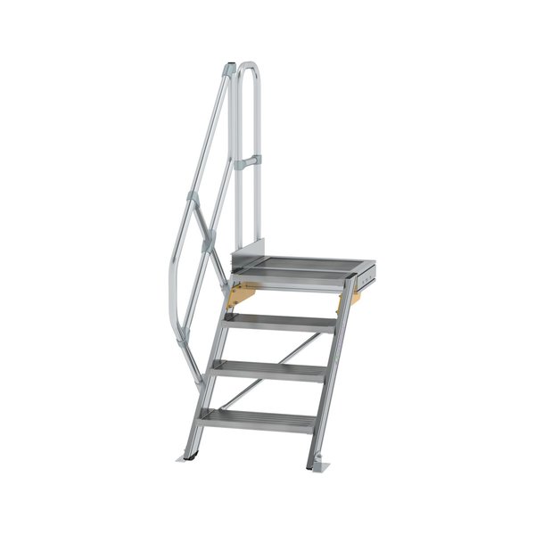 Günzburger Steigtechnik Treppe mit Plattform 45° Stufenbreite 600 mm 4 Stufen Aluminium geriffelt